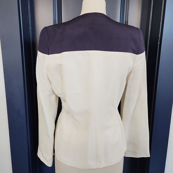 George Simonton Navy and White Silk Jacket Size 8 - Picture 3 of 6